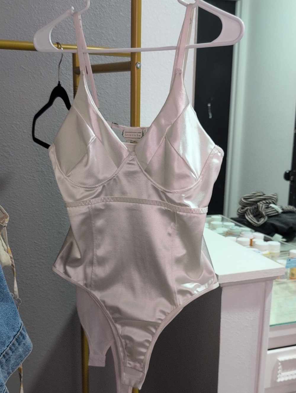 La Perla Pale Pink Satin Bodysuit with Underwire